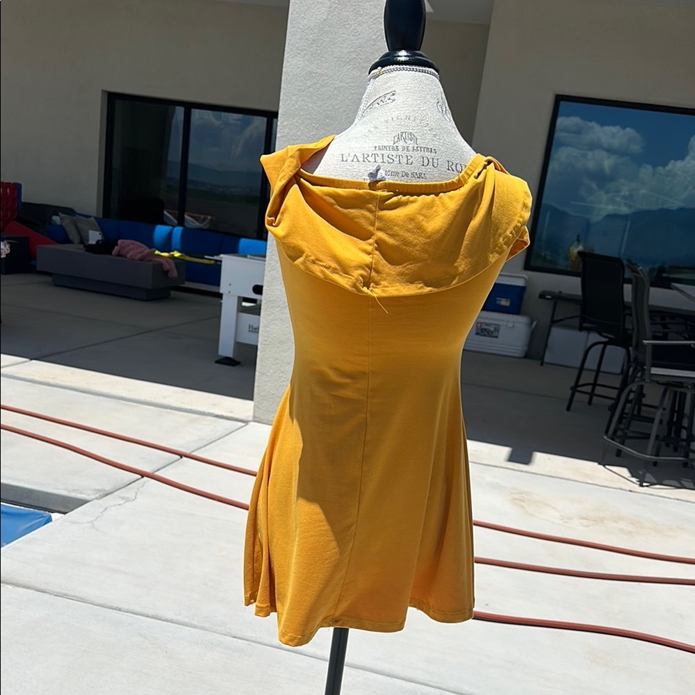 Yellow Ruched Off-Shoulder Mini Dress - Picture 14 of 17